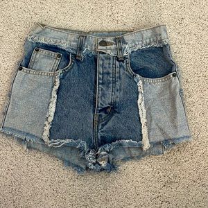 CARMAR Los Angeles Patchwork Denim Shorts, Size 24